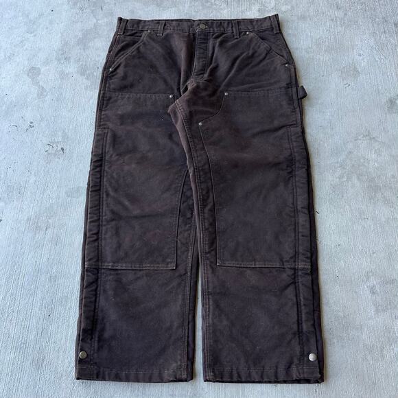 Vintage Y2K Carhartt DKB brown thermal double knee work wear carpenter pants - Picture 1 of 7